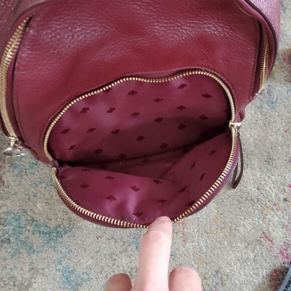 Kate Spade Burgundy Backpack Textured Leather Adjustable Straps main image 6